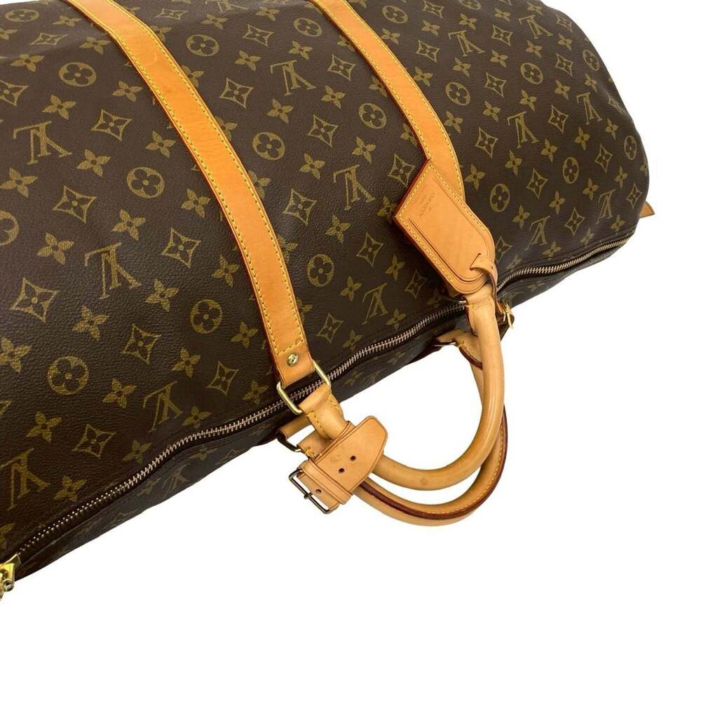 LOUIS VUITTON Vintage Brown Monogram Leather Keepall 60 Boston Bag - Picture 4 of 9